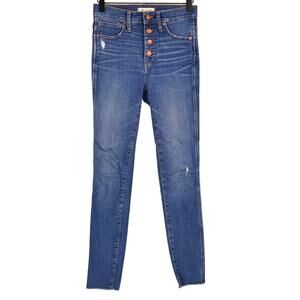 Madewell 10" High-Rise Skinny Denim Jeans Size 25 Raw Hem Distressed